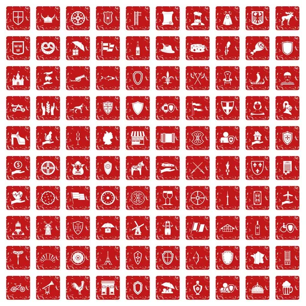 100盾图标设置垃圾红色 — 图库矢量图片