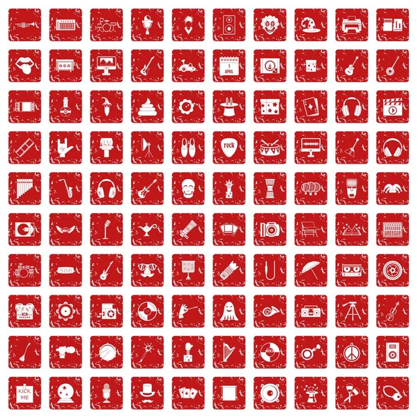 100 икон шоу-бизнеса устанавливают красный гранж — стоковый вектор