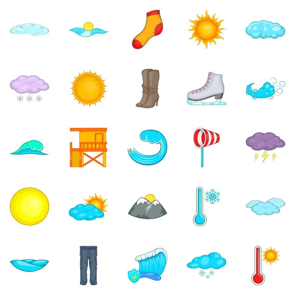 Clear weather icons set, cartoon style — Stock Vector
