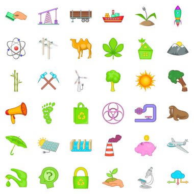 Çevre Icons set, karikatür tarzı