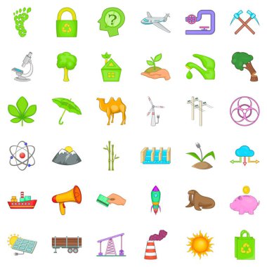 Ekoloji Icons set, karikatür tarzı
