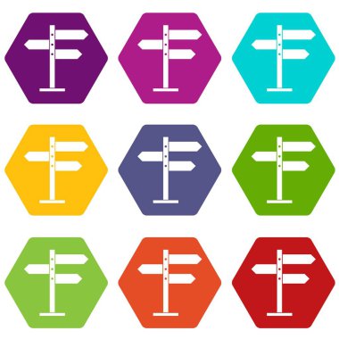 Yön işaretleri simgesi ayarla renk altı yüzlü