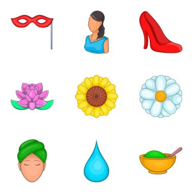 Çiçek parfüm Icons set, karikatür tarzı