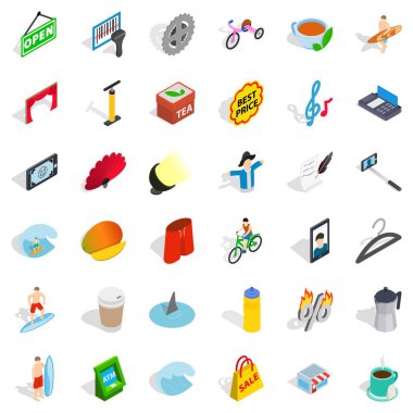 Kart okuyucu Icons set, izometrik stili