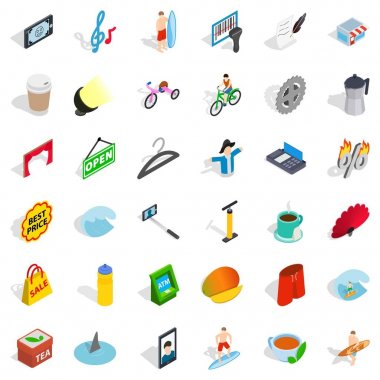 Yüzde Icons set, izometrik stili