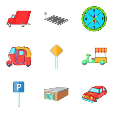 Mototaxi Icons set, karikatür tarzı