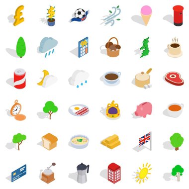 Aktif yaşam Icons set, izometrik stili