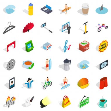 Fiyat Icons set, izometrik stili