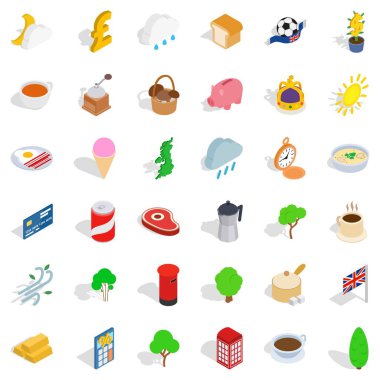 Aktif yaşam Icons set, izometrik stili