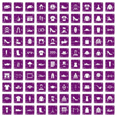 100 moda simgeler grunge mor ayarla