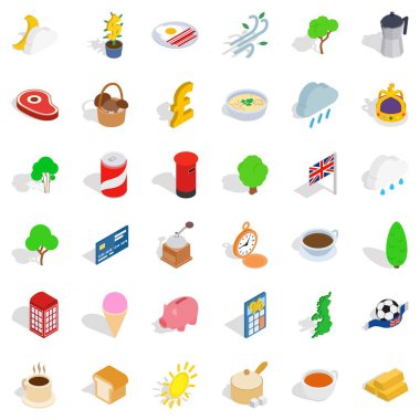 Booth Icons set, izometrik stili