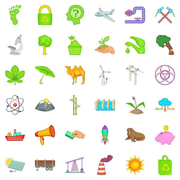 Ekoloji Icons set, karikatür tarzı
