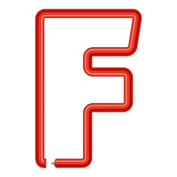 字母 f 塑料管图标, 卡通风格 — 图库矢量图片