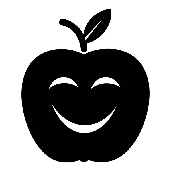 Посмішка яблуко значок, простий чорний стиль — стоковий вектор