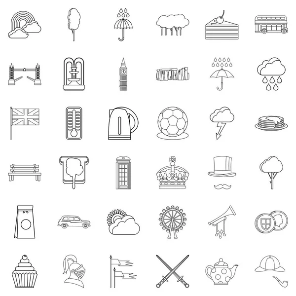 Crown icons set, outline style — Stock Vector