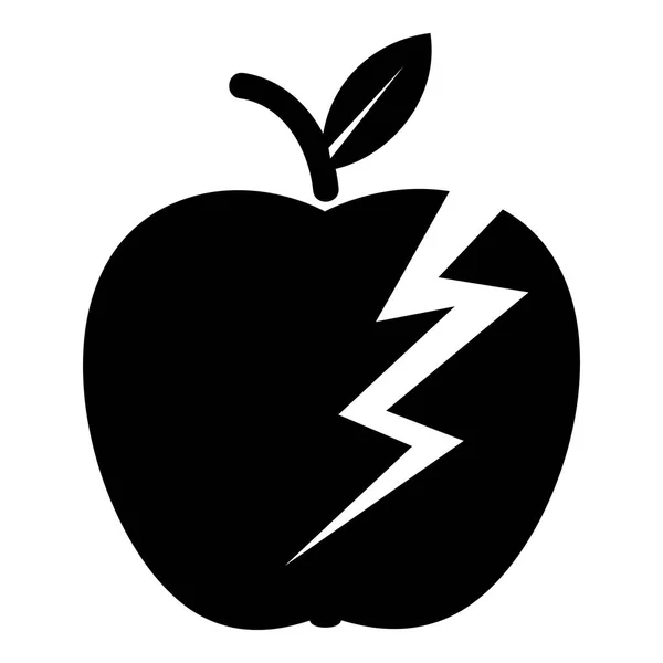 Значок яблука блискавки, простий чорний стиль — стоковий вектор