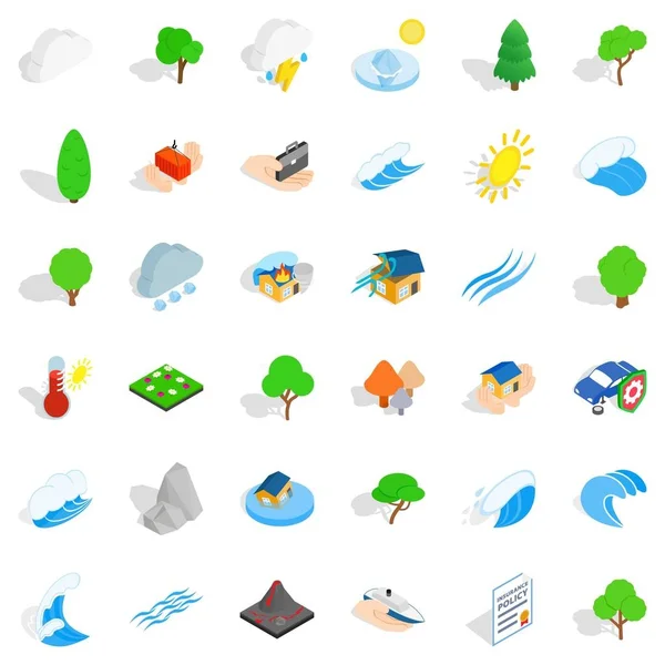 Su dalgası Icons set, izometrik stili