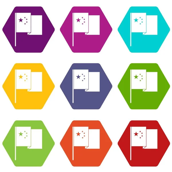 Chine icône drapeau couleur hexaèdre — Image vectorielle