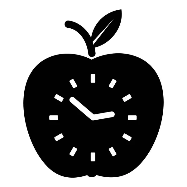 Apple tijdpictogram, eenvoudige zwarte stijl — Stockvector