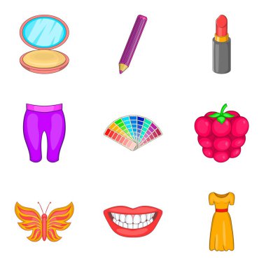 Büyük renkli simgeler kümesi, karikatür tarzı