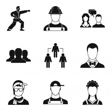 Takım Yönetimi Icons set, basit tarzı