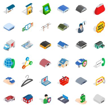 Bisiklet Icons set, izometrik stili