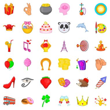 Havai fişek simgeleri ayarlandı, çizgi film biçimi