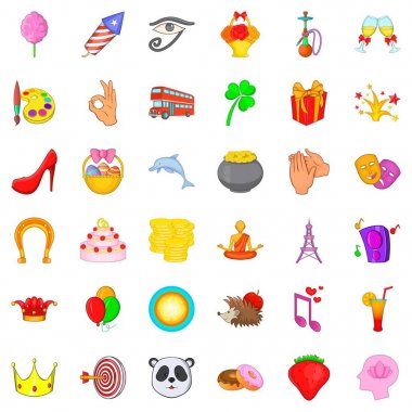 Mutluluk Icons set, karikatür tarzı