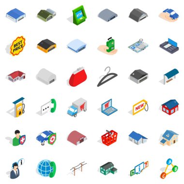 Dişli Icons set, izometrik stili