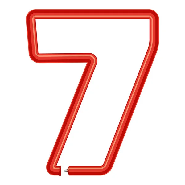 Numéro sept icône de tube en plastique, style dessin animé — Image vectorielle
