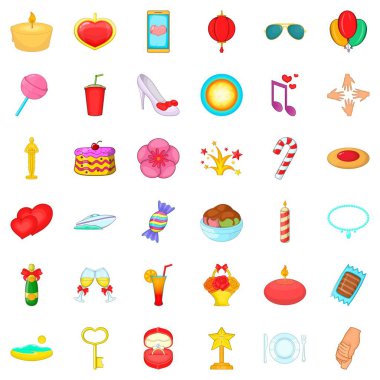 Mutlu Icons set, karikatür tarzı