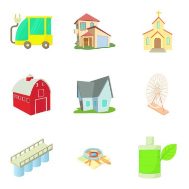 Uyuyan çeyrek Icons set, karikatür tarzı