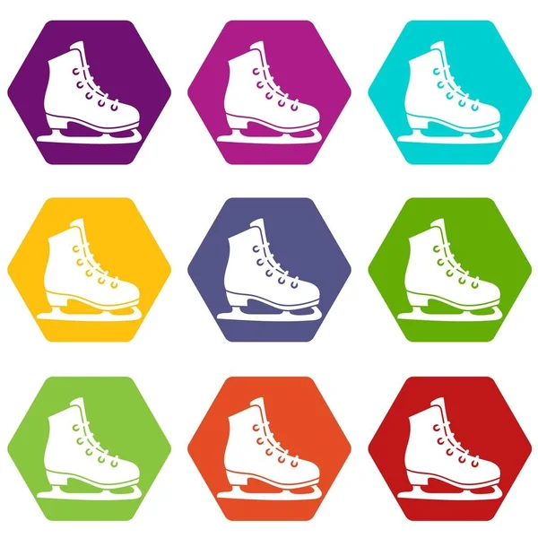 Patins icône set couleur hexaèdre — Image vectorielle
