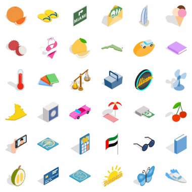 Mutluluk Icons set, izometrik stili