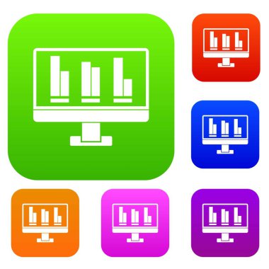 İş grafik bilgisayar ekranında renk koleksiyonu ayarla