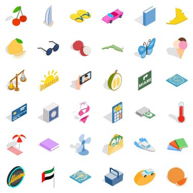 Miami Icons set, izometrik tarzı