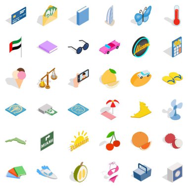 Şemsiye Icons set, izometrik stili