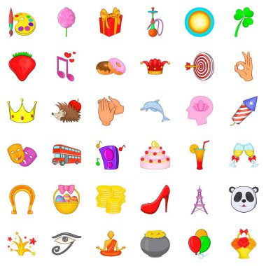 Kutlama Icons set, karikatür tarzı