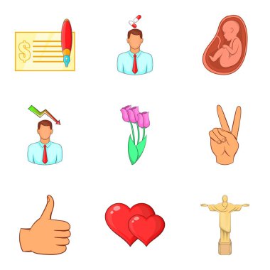 Sübvansiyon Icons set, karikatür tarzı