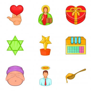 Bakım yardım Icons set, karikatür tarzı