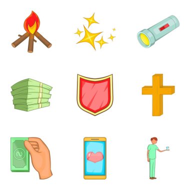 Sadaka-senet Icons set, karikatür tarzı