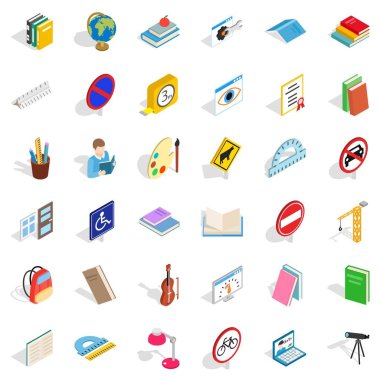 Sınav Icons set, izometrik stili