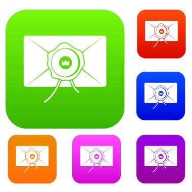 Zarf mum mühür ile renk koleksiyonu ayarla