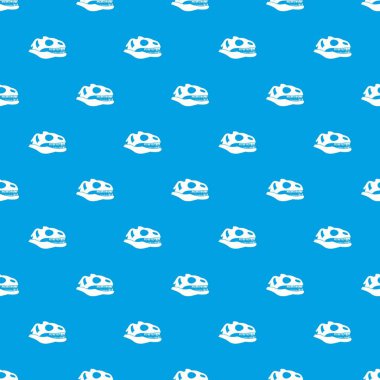 Kafatası dinozor desen kesintisiz mavi