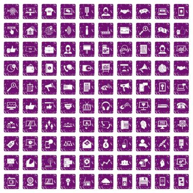 100 Resepsiyon simgeler grunge mor ayarlamak yardımcı olur.