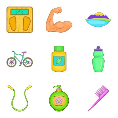 Besin takviyesi Icons set, karikatür tarzı