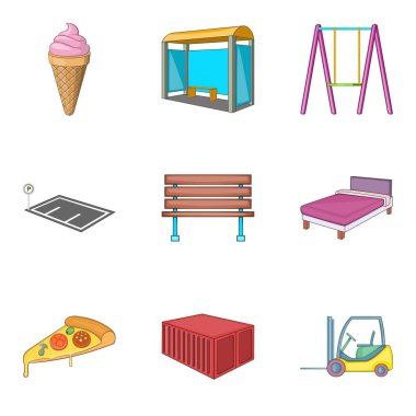 Yurt alanı Icons set, karikatür tarzı