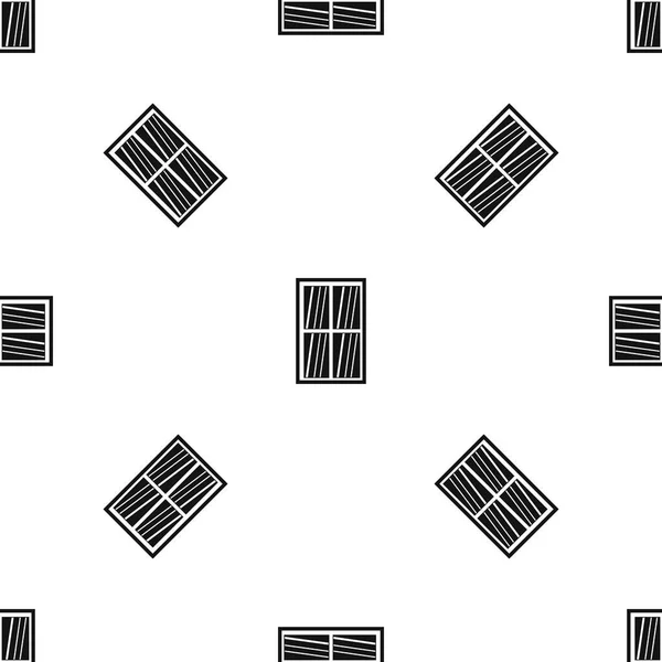 화이트 격자 사각형 창 패턴 완벽 한 블랙 — 스톡 벡터
