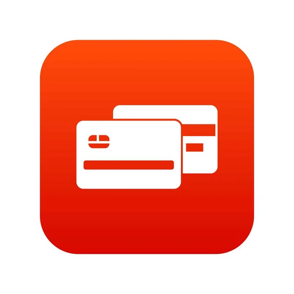 Kreditní kartu ikonu digitální červená — Stockový vektor