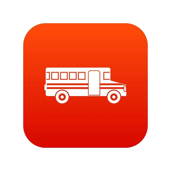 Icône bus scolaire numérique rouge — Image vectorielle